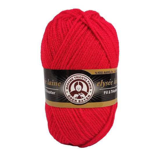 Fil à tricoter elysée 50g - rouge vif n°144