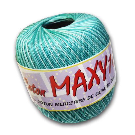 Fil à crocheter MAXY100 multicolore 100g - bleu/vert n°762