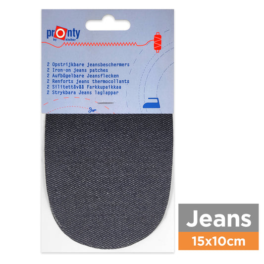 Paire genouillères renfort jeans 10 x 15cm bleu foncé