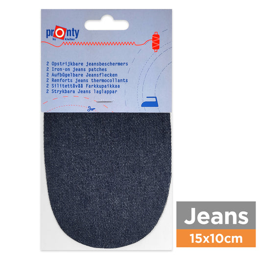 Paire genouillères renfort jeans 10 x 15cm bleu moyen