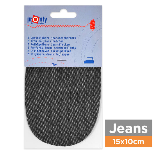 Paire genouillères renfort jeans 10 x 15cm noir