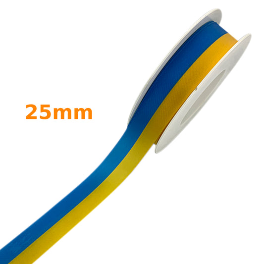 Ruban bicolore bleu et jaune 25 mm