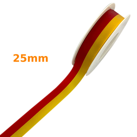 Ruban bicolore rouge et jaune 25 mm
