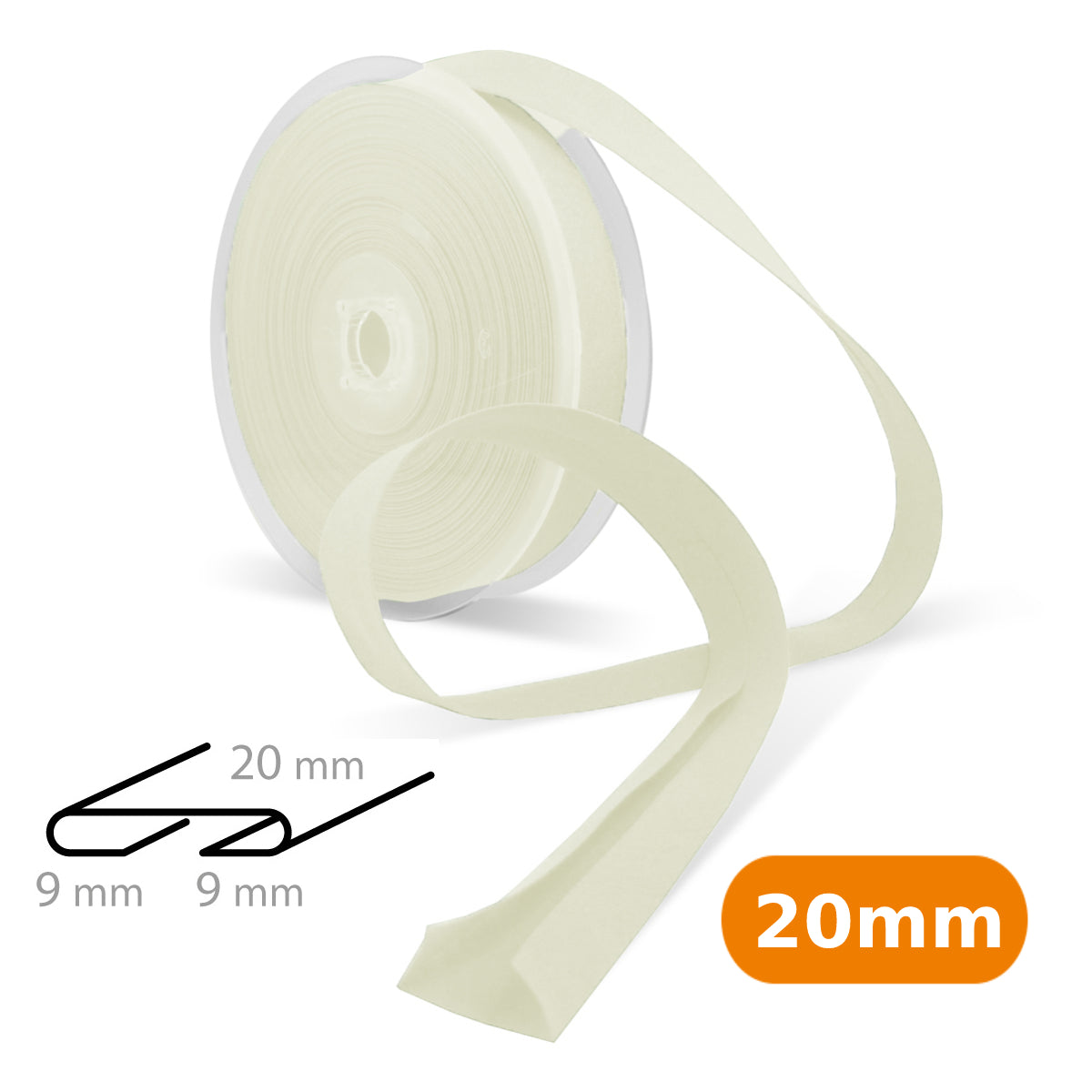 Biais tout textile polycoton 20mm -  blanc optique n°030