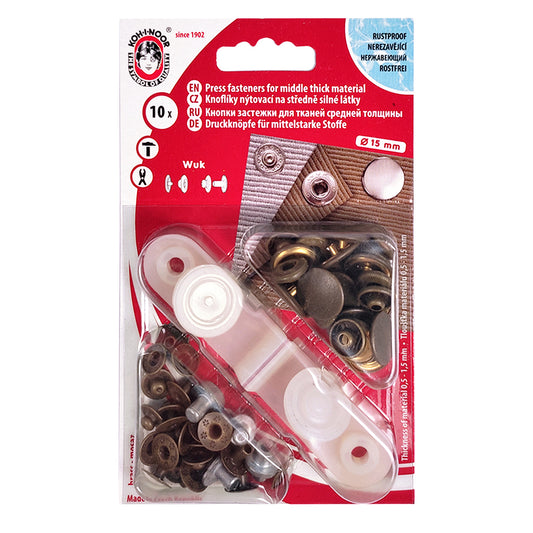 Boutons pression Anorak 15 mm bronze avec outil