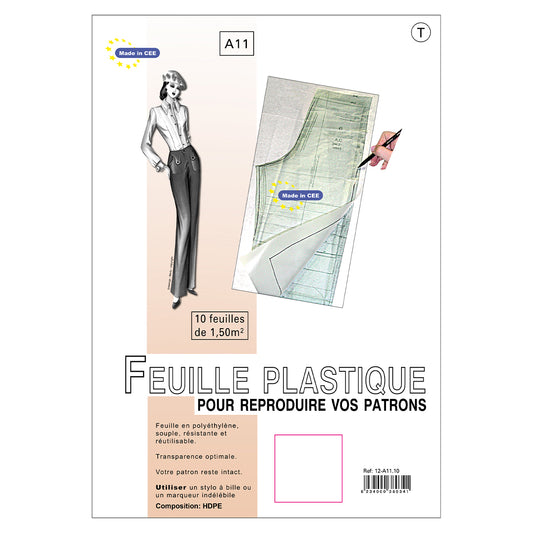 Papier plastique pour patron (10 feuilles) - A11