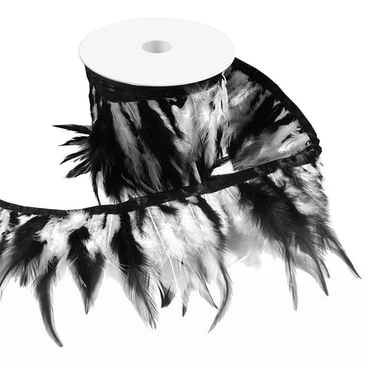 Galon plumes x 50 cm noir & blanc